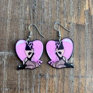Scream Ghostface Pin‑Up Heart Dangle Earrings